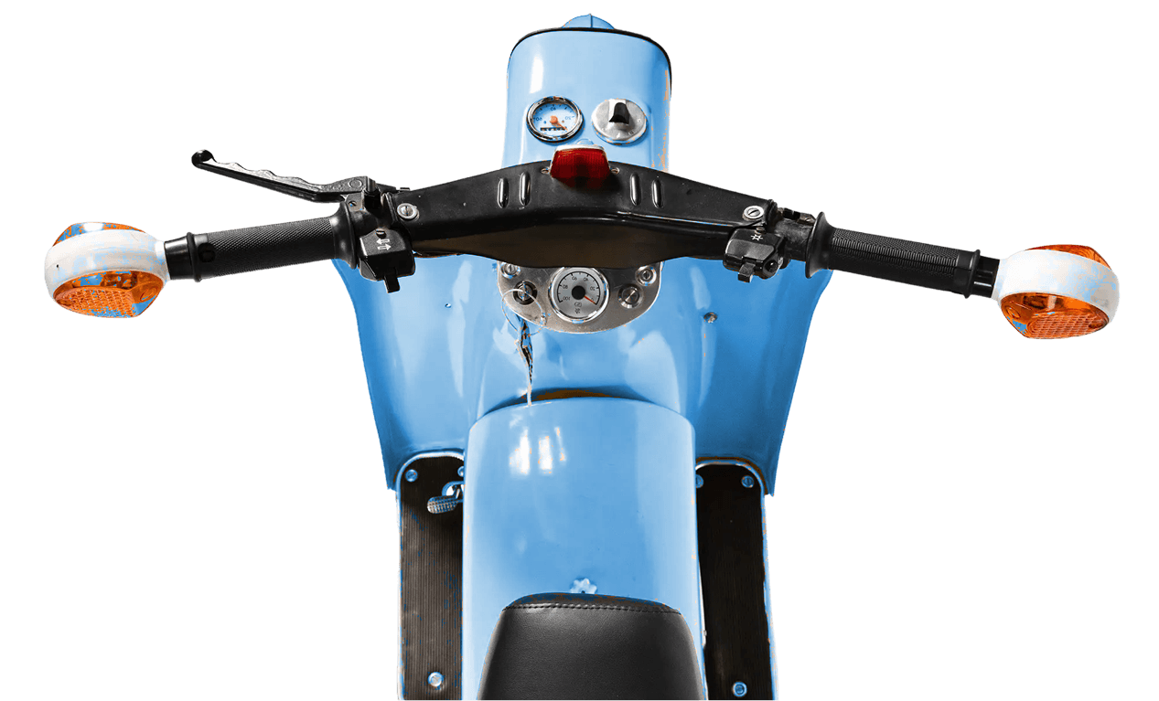 Schwalbe KR51 in Taubenblau - Cockpit von vorn