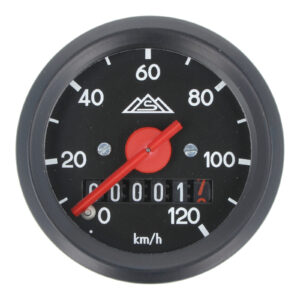 Tachometer mit Beleuchtung, Ring + Skale schwarz, ø 48 mm - S50 - 120 km/h-Ausführung