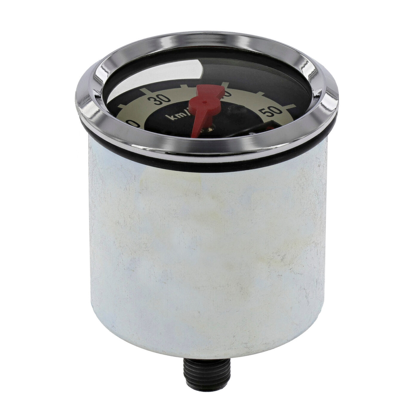 Tachometer für SR2E, SR4-1, KR50, Ø 48 mm, 60 km/h-Version - Skale schwarz/ hellelfenbein, Tachoglas gewölbt, Chromring
