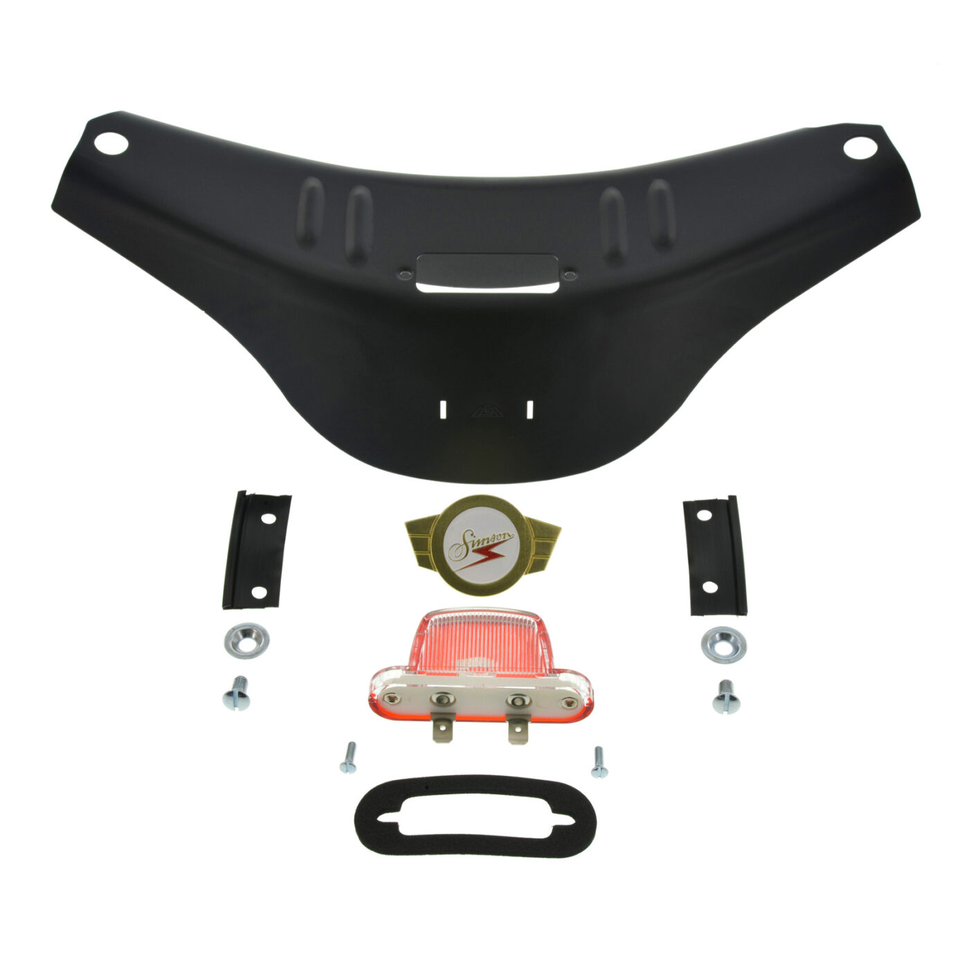 SET Blech-Lenkerschale, schwarz grundiert + Warenzeichenplakette gold + Parkleuchte