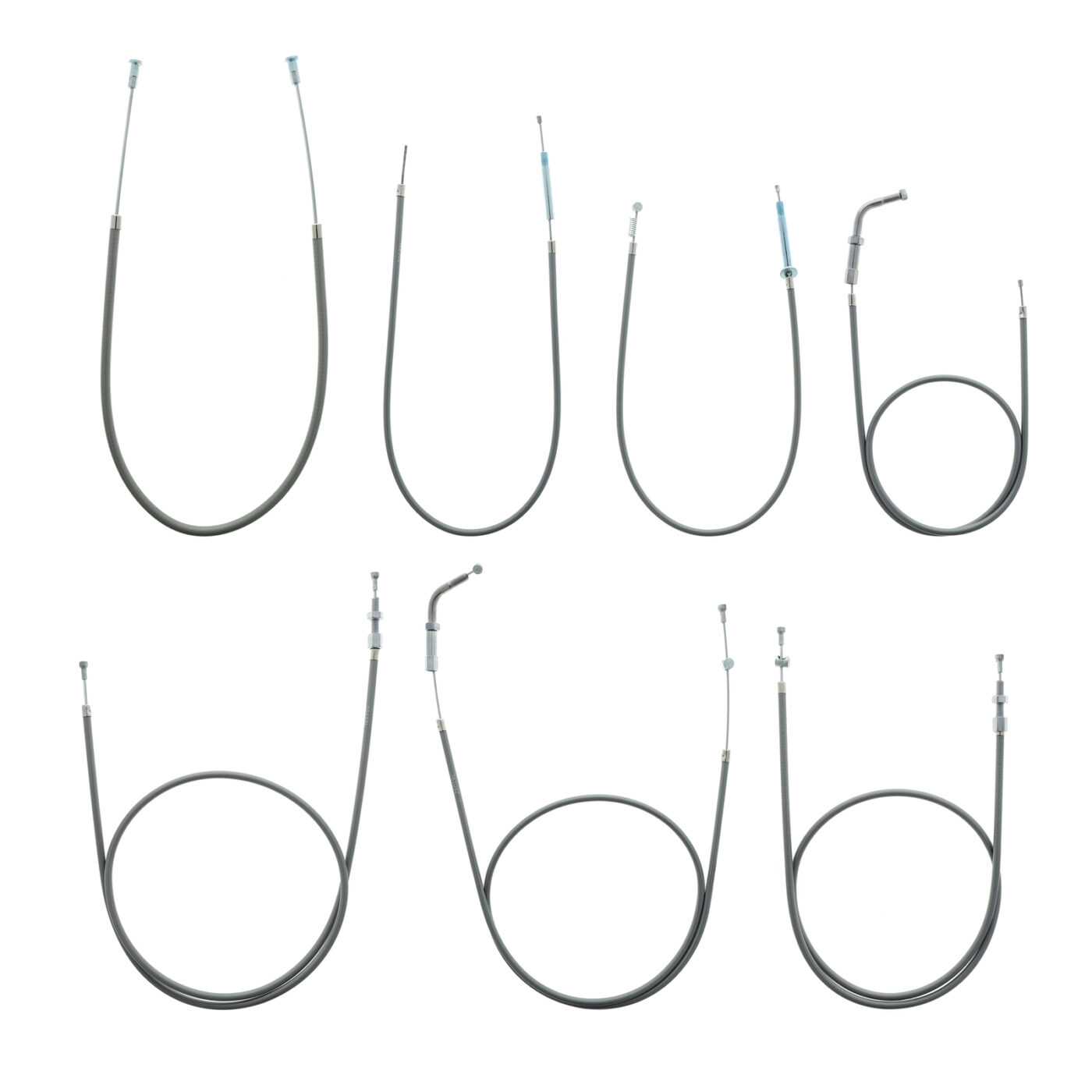 Set - 7x Bowdenzüge - silbergrau - KR50 - FL Gas 42mm, mit Blechbremsschild