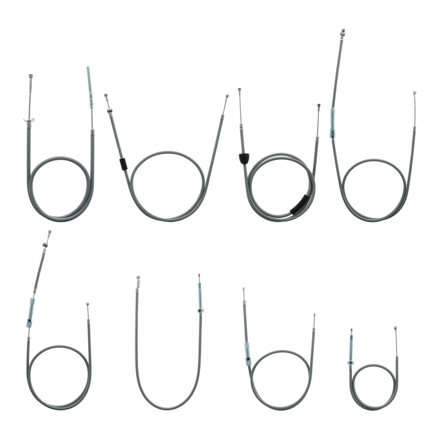 Set - 8x Bowdenzüge - grau - KR51 Handschaltung, Bremsbowdenzug hinten - Hebel aussenliegend