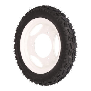 WINTER-Komplettrad, weiß, 12 Zoll, Reifen 3.00-12, 47J, TT, Enduro, M+S Snowtex, K57 - SR50, SR80