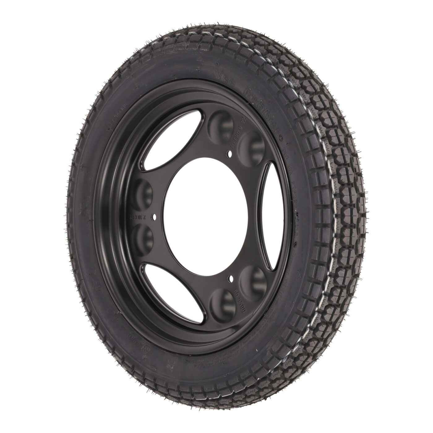 12 Zoll-Komplettrad, schwarz - Reifen VRM220 3.00-12, 47J - fertig montiert