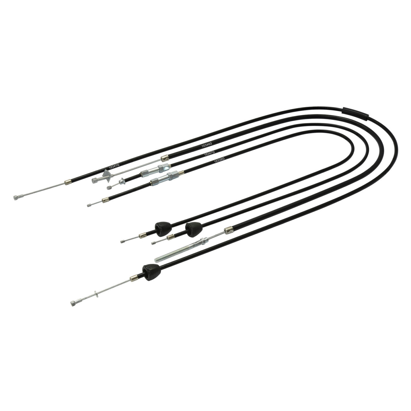 Set - 4x Bowdenzüge - schwarz - KR51/1 Automatik, Starter Fkt.-länge 38mm,  Bremsbowdenzug hinten - Hebel aussenliegend