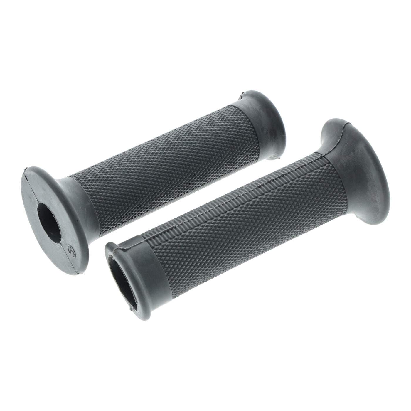 SET Lenkergummis, grau, Rändelprofil, Ø 20 + 26 mm, L= 120 mm - ohne Loch z. Blinkerbefestigung