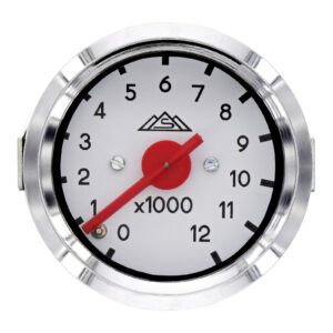 Mechanischer Drehzahlmesser Ø48mm bis 12000 U/min, Gehäuse mit Lichtschlitz, Zifferblatt weiß